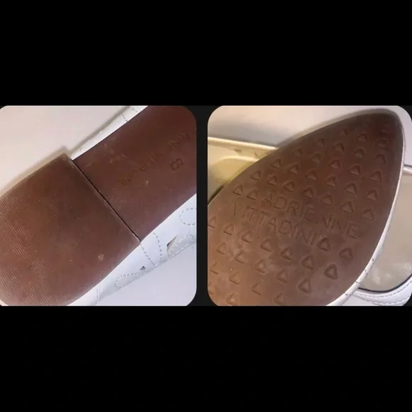 Adrienne Vittadini Women's White Leather Flower Print Low Heel Flats Size 8 - Picture 2 of 2